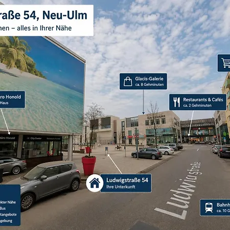شقة Nu2 Urban Neu-ulm, 3 Schlafzimmer & Balkon